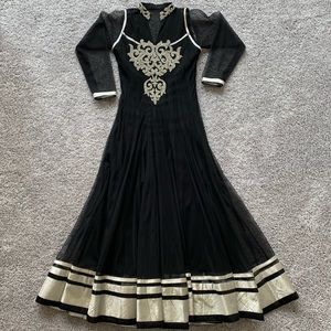 Black/Silver Embroidered Anarkali Dress